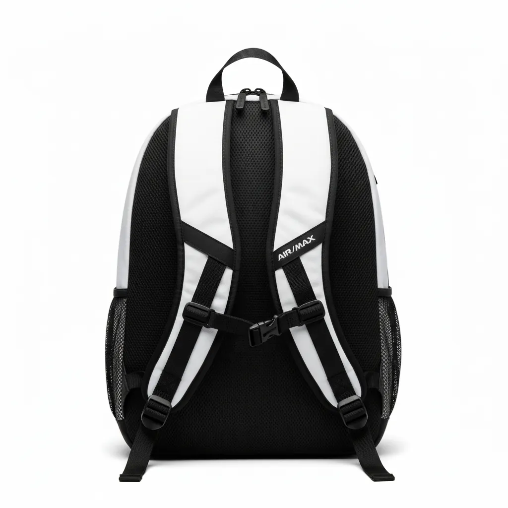 Custom Basketball Basketball Team Backpack - White, Burgundy, Gold - Backpack Halftone - Back View - HAMCO Sports Inc.