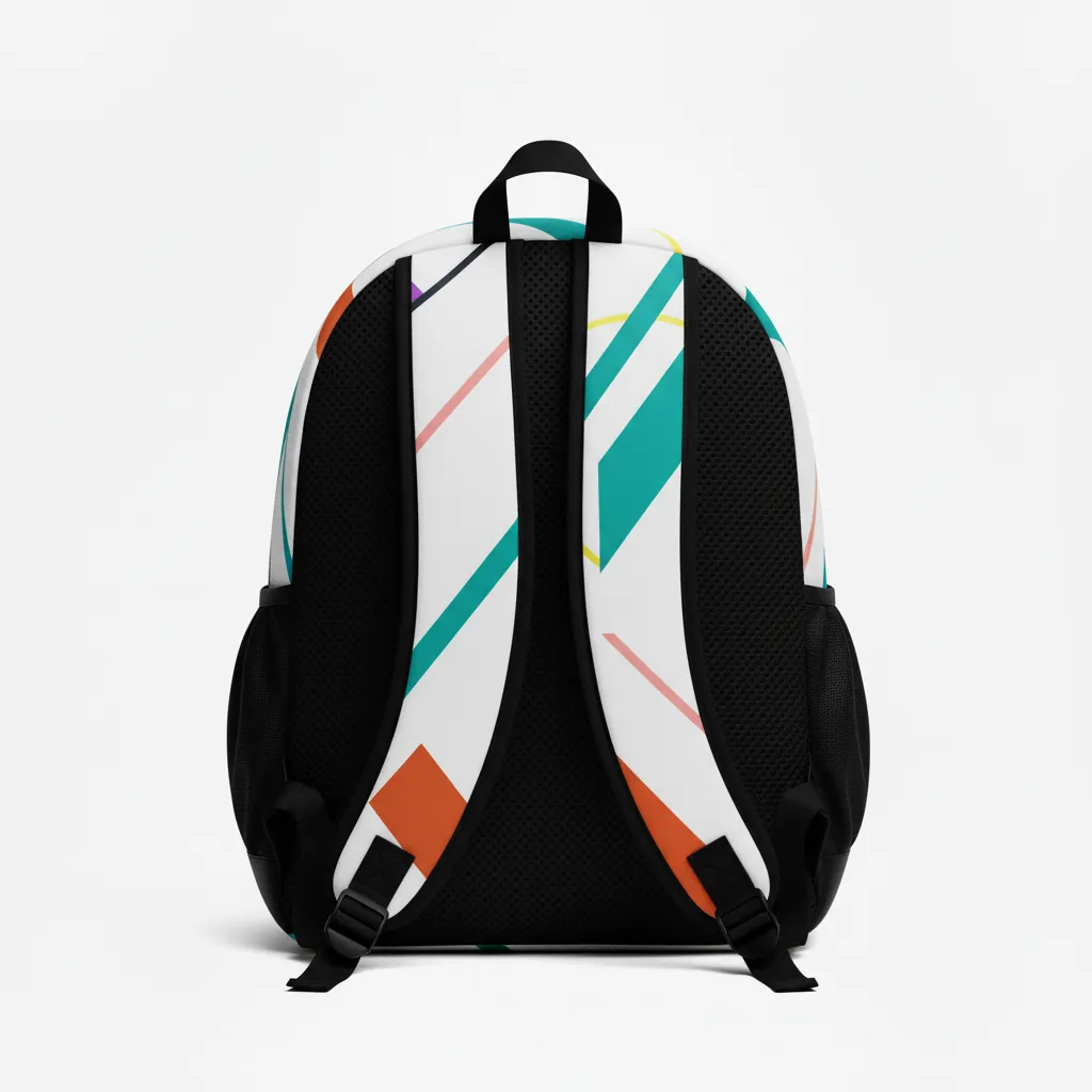 Custom Basketball Basketball Team Backpack - White, Burnt, Orange... - Backpack Angular Split - Back View - HAMCO Sports Inc.