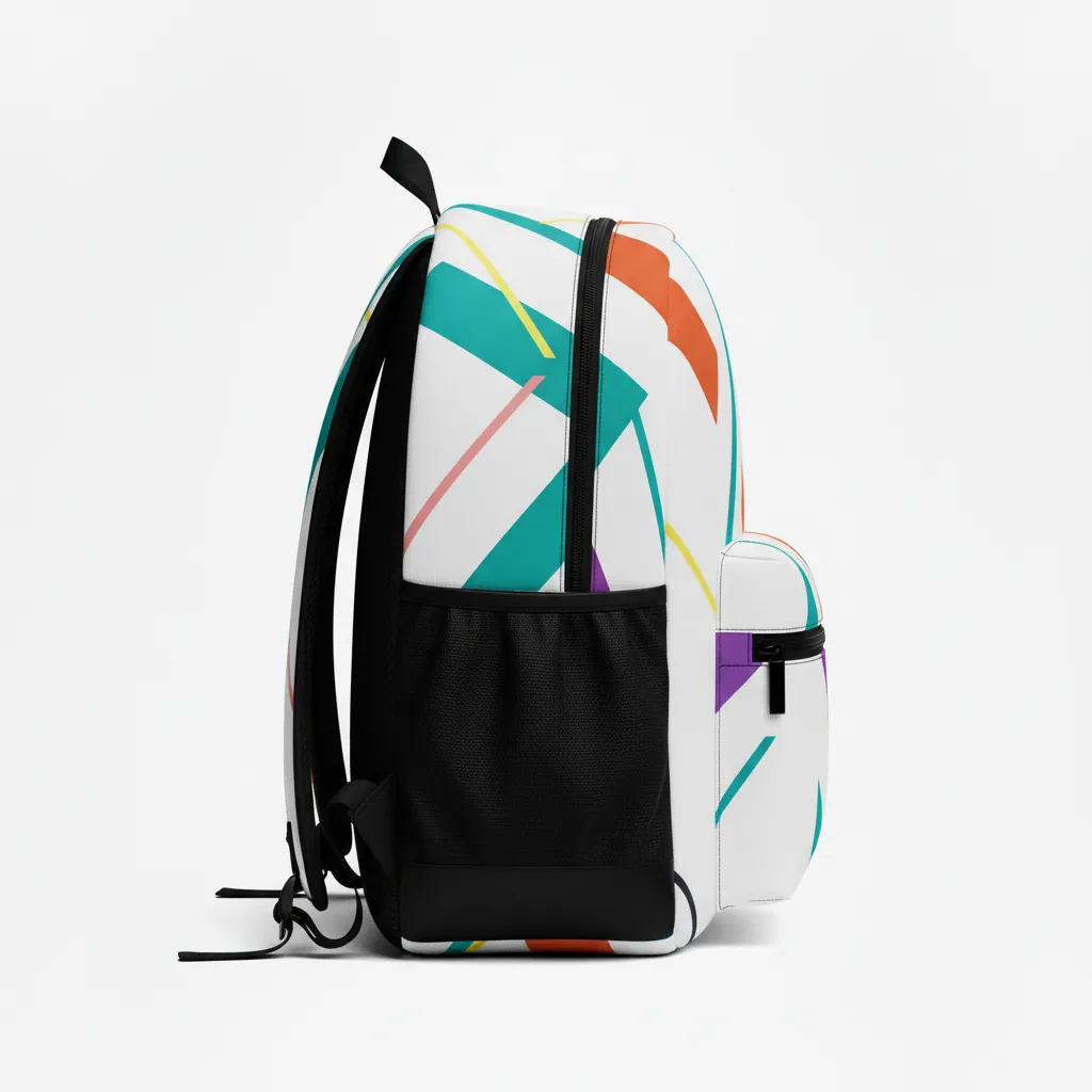 Custom Basketball Basketball Team Backpack - White, Burnt, Orange... - Backpack Angular Split - Side View - HAMCO Sports Inc.