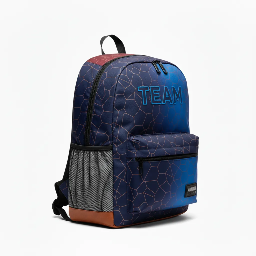 Custom Basketball Basketball Team Backpack - White, Blue, Navy - Backpack Columbia Gradient - Front View - HAMCO Sports Inc.