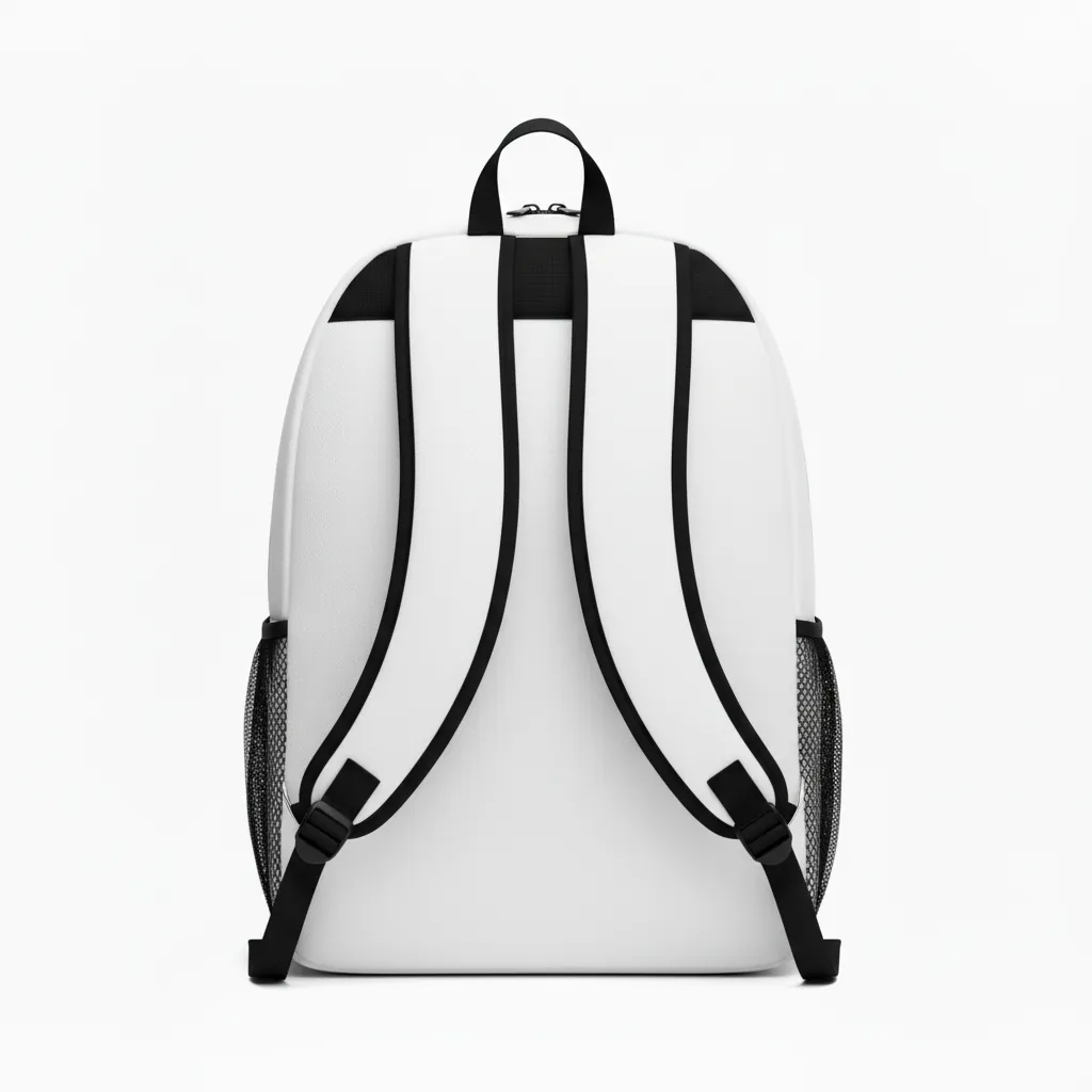 Custom Basketball Basketball Team Backpack - White, Blue, White - Backpack Columbia Top Block - Back View - HAMCO Sports Inc.