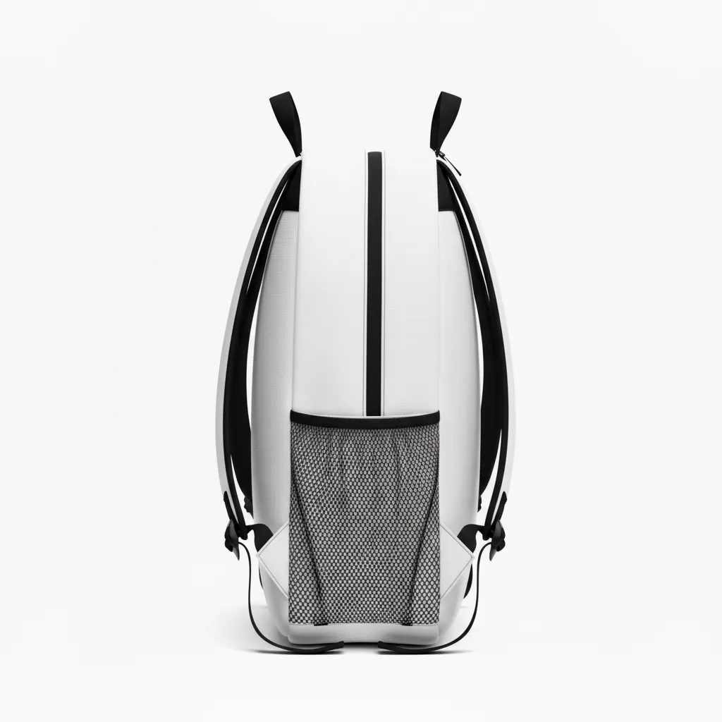 Custom Basketball Basketball Team Backpack - White, Blue, White - Backpack Columbia Top Block - Side View - HAMCO Sports Inc.