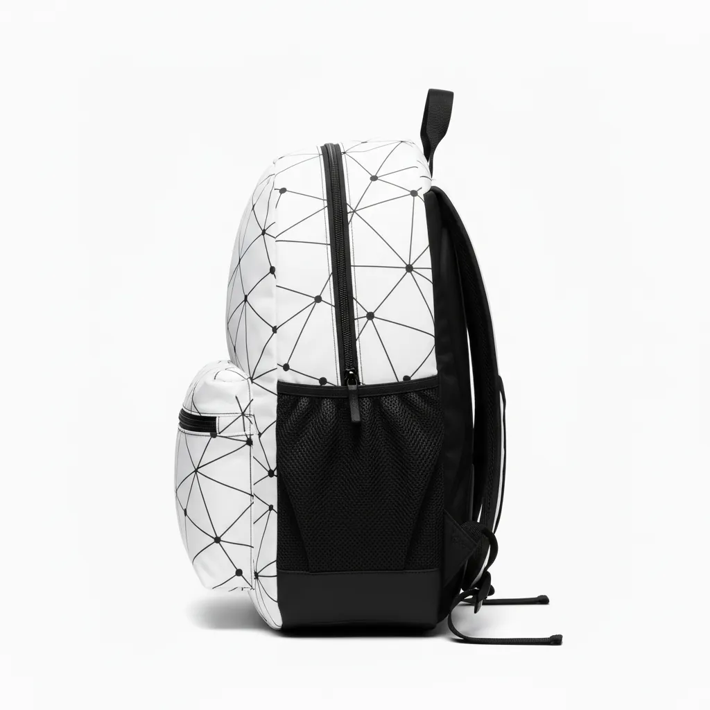 Custom Basketball Basketball Team Backpack - White, Black - Backpack Copper Mesh Tech - Side View - HAMCO Sports Inc.