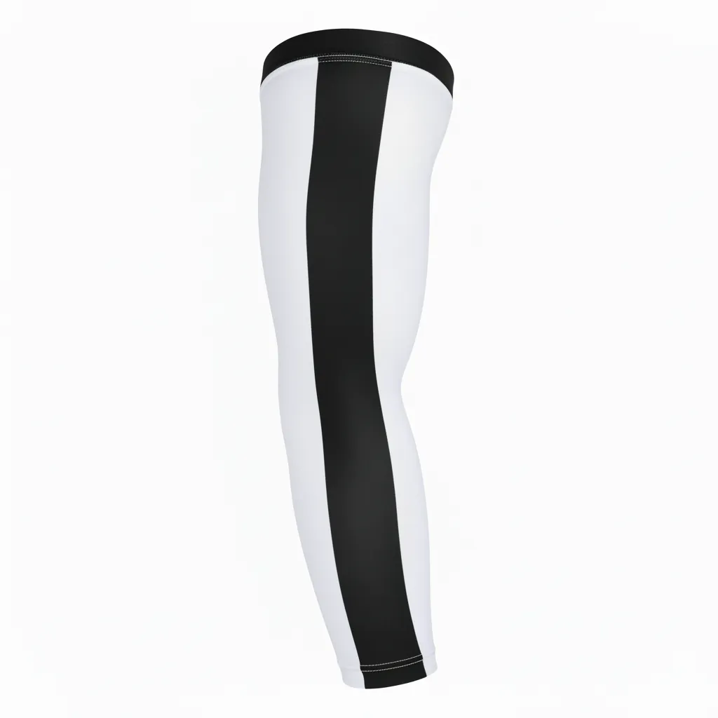Custom Basketball Compression Arm Sleeves - White, Black, White - Arm Sleeve Stripe - Front View - HAMCO Sports Inc.