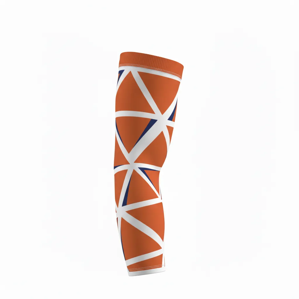Custom Basketball Compression Arm Sleeves - White, Burnt, Orange... - Arm Sleeve Geometric - Front View - HAMCO Sports Inc.