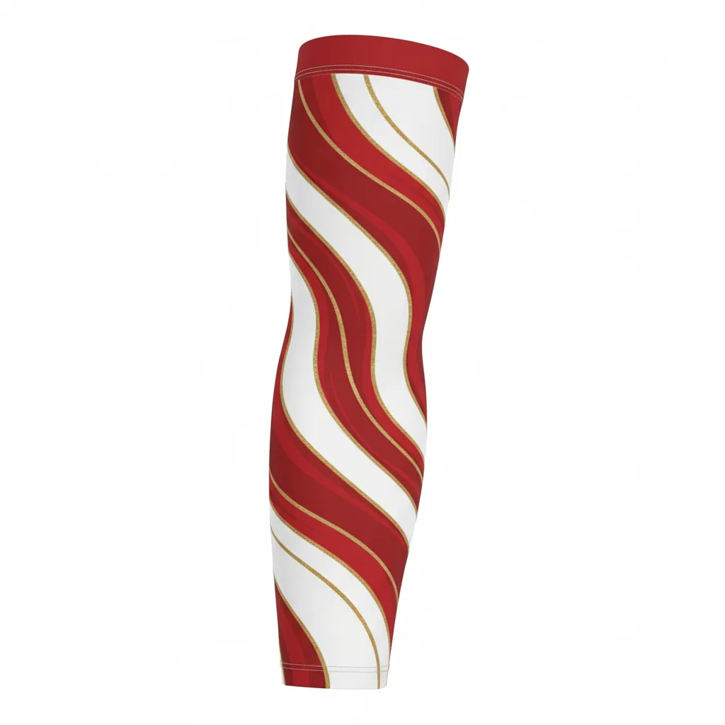 Custom Basketball Compression Arm Sleeves - White, Red, Gold - Arm Sleeve Cardinal Spiral - Front View - HAMCO Sports Inc.