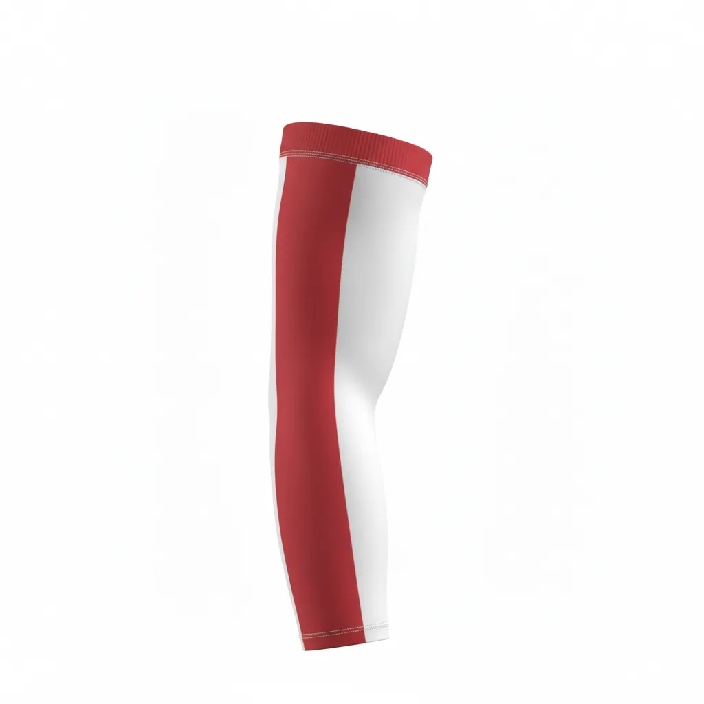 Custom Basketball Compression Arm Sleeves - White, Red, White - Arm Sleeve Cardinal Stripe - Front View - HAMCO Sports Inc.