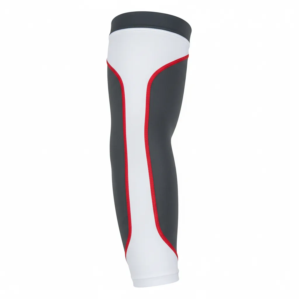 Custom Basketball Compression Arm Sleeves - White, Red - Arm Sleeve Charcoal Panel - Front View - HAMCO Sports Inc.