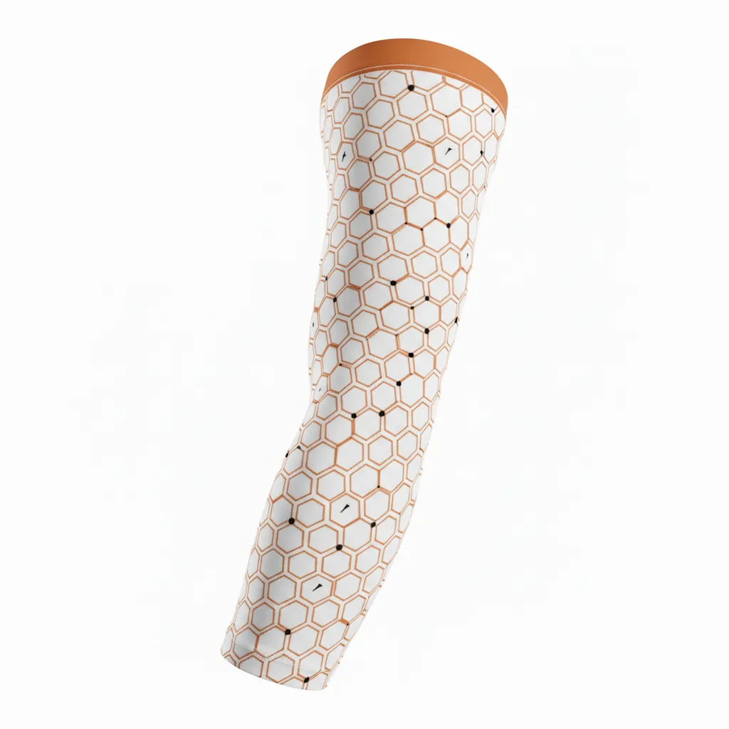 Custom Basketball Compression Arm Sleeves - White, Black - Arm Sleeve Copper Mesh - Front View - HAMCO Sports Inc.