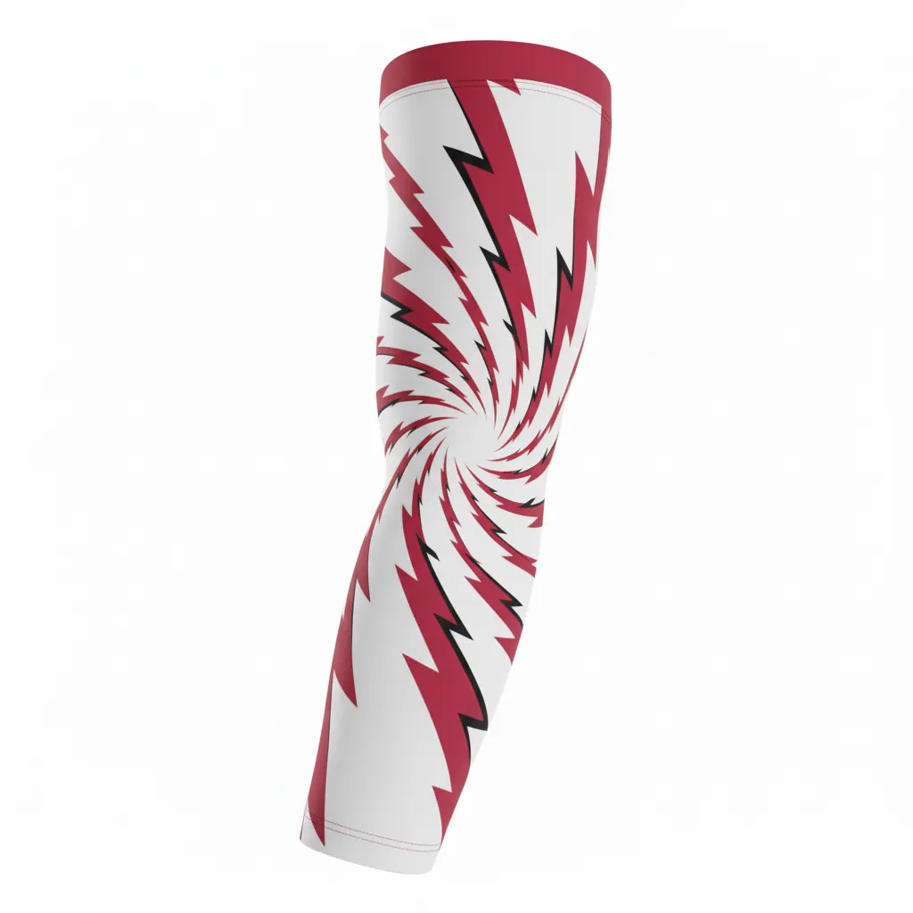 Custom Basketball Compression Arm Sleeves - White - Arm Sleeve Crimson Charcoal Diagonal Stripe - Front View - HAMCO Sports Inc.