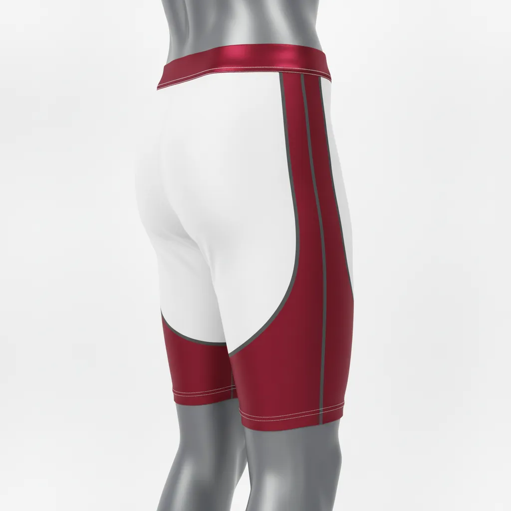 Custom Basketball Compression Shorts - White - Compression Shorts Berry Graphite Curved Panel - Back View - HAMCO Sports Inc.