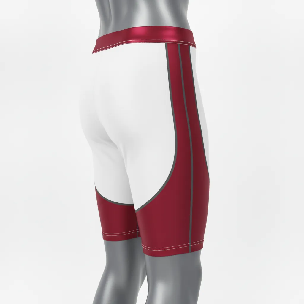 Custom Basketball Compression Shorts - White - Compression Shorts Berry Graphite Curved Panel - Front View - HAMCO Sports Inc.