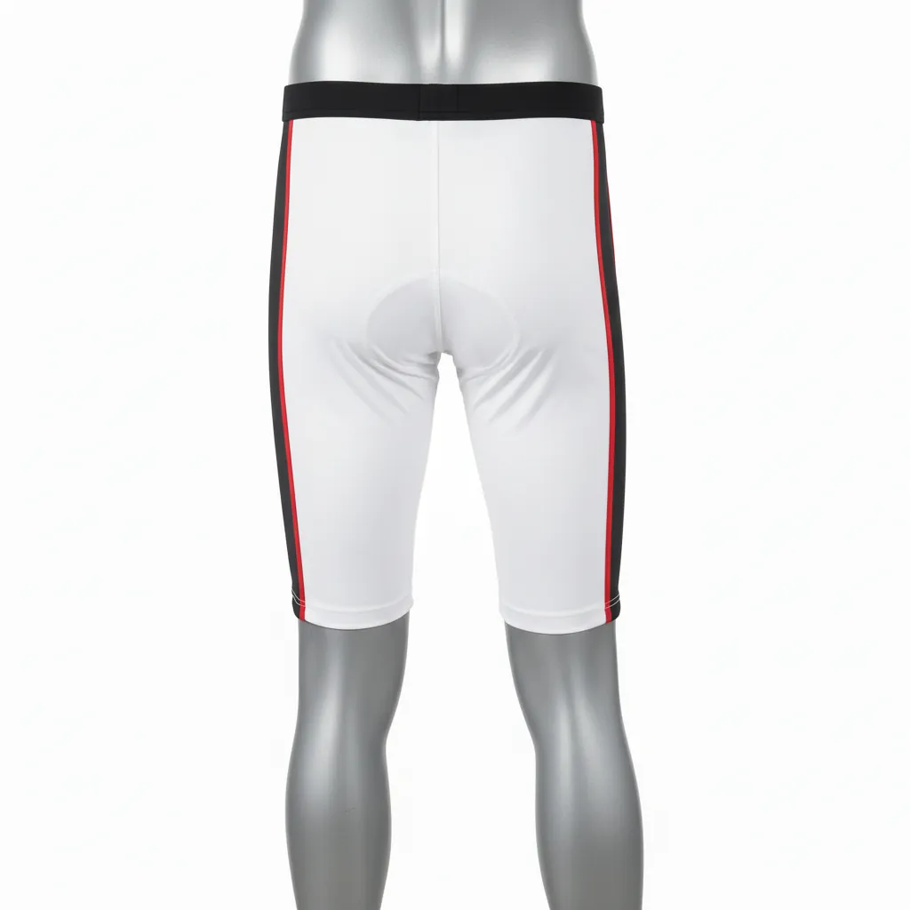 Custom Basketball Compression Shorts - White, Black, Red - Compression Shorts Side Stripe - Back View - HAMCO Sports Inc.
