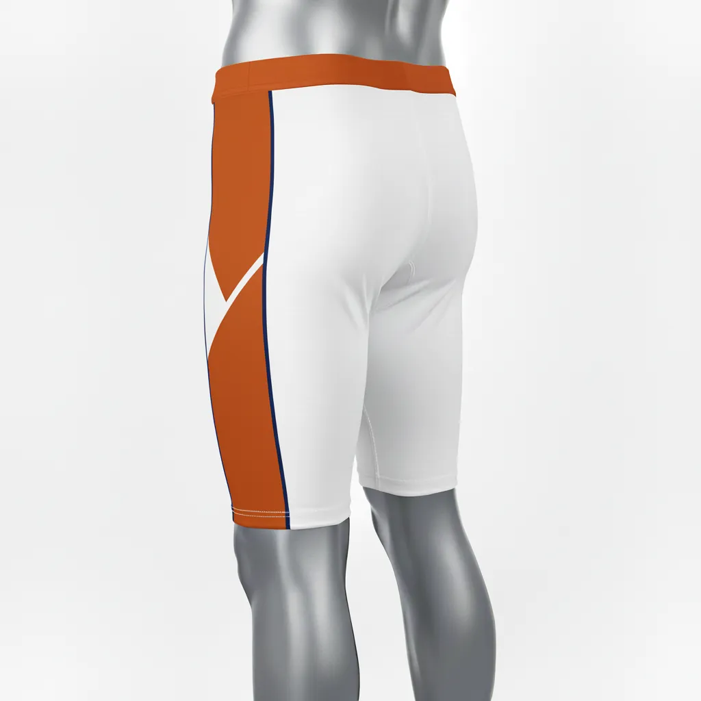 Custom Basketball Compression Shorts - White, Burnt, Orange... - Compression Shorts Angular Side - Side View - HAMCO Sports Inc.