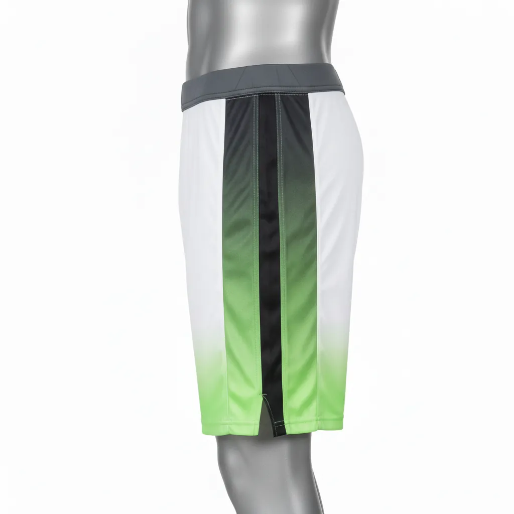 Custom Basketball Compression Shorts - White, Green - Compression Shorts Charcoal Neon Gradient - Side View - HAMCO Sports Inc.
