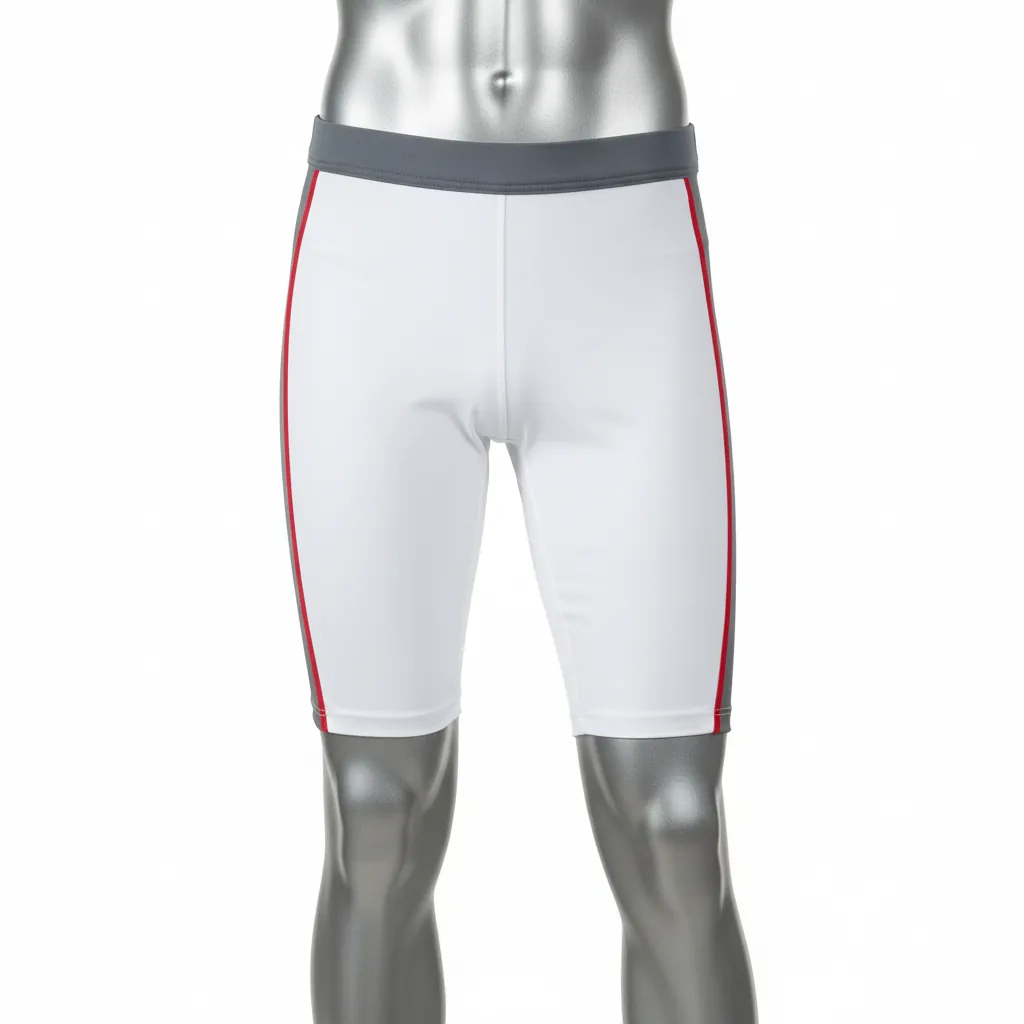Custom Basketball Compression Shorts - White, Red - Compression Shorts Charcoal Side Panel - Front View - HAMCO Sports Inc.