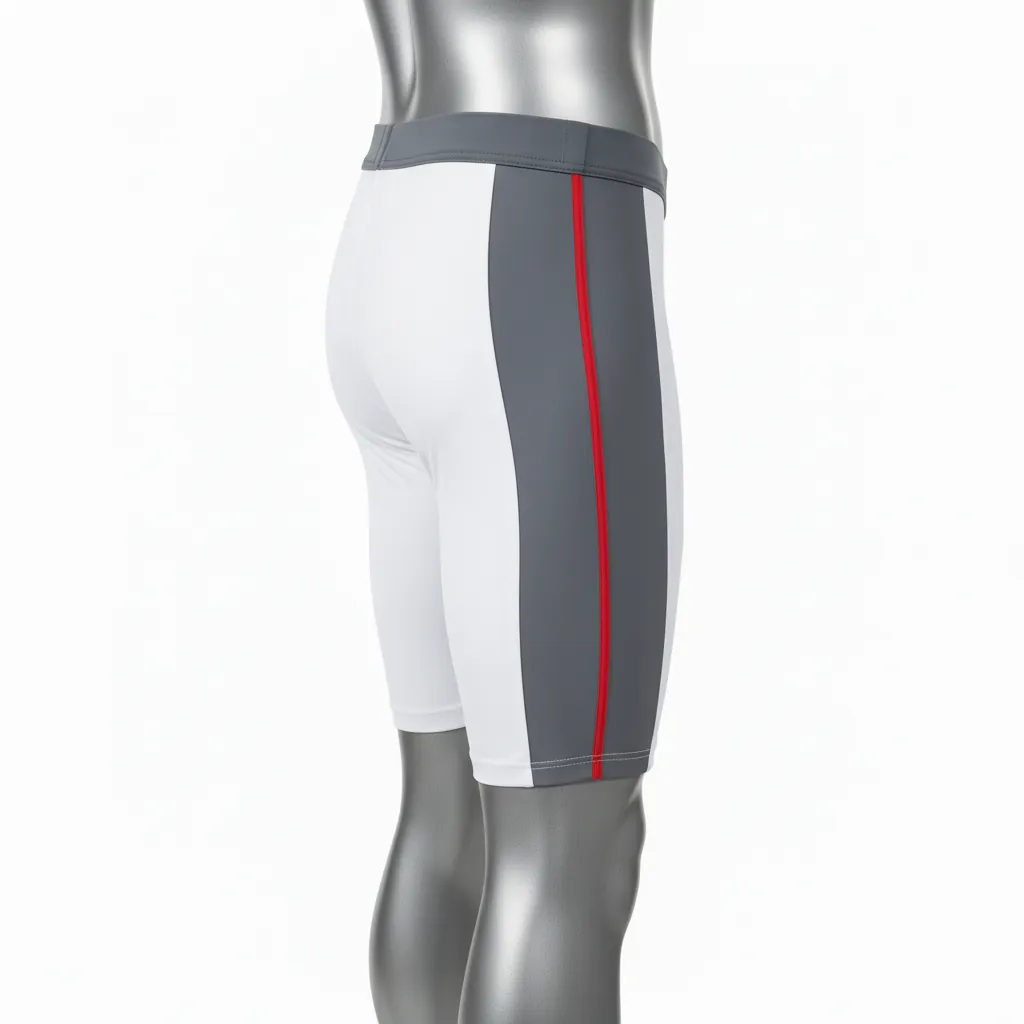 Custom Basketball Compression Shorts - White, Red - Compression Shorts Charcoal Side Panel - Side View - HAMCO Sports Inc.