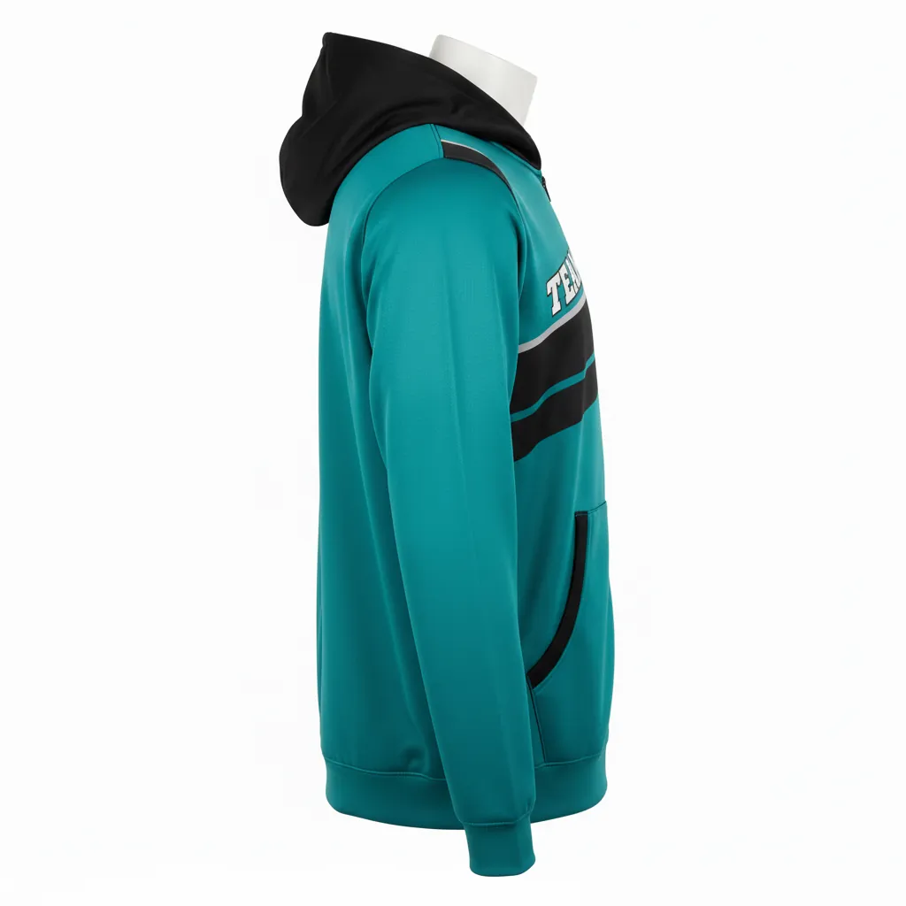 Custom Basketball Full Zip Basketball Hoodie - Custom Design - Basketball Full Zip Hoodie - Side View - HAMCO Sports Inc.