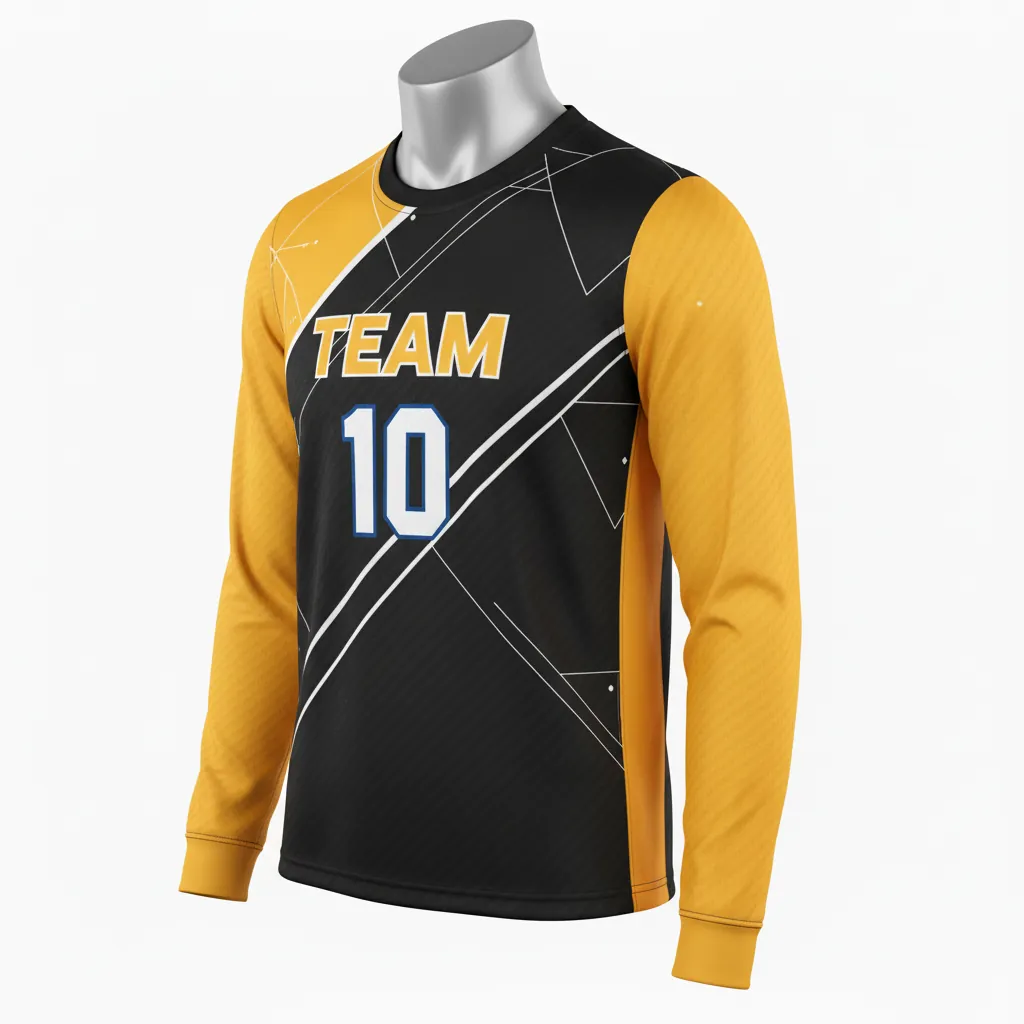 Custom Basketball Long Sleeve Shooting Shirt - Black, Yellow - Long Sleeve Shooting Shirt Diagonal Stripe - Front View - HAMCO Sports Inc.