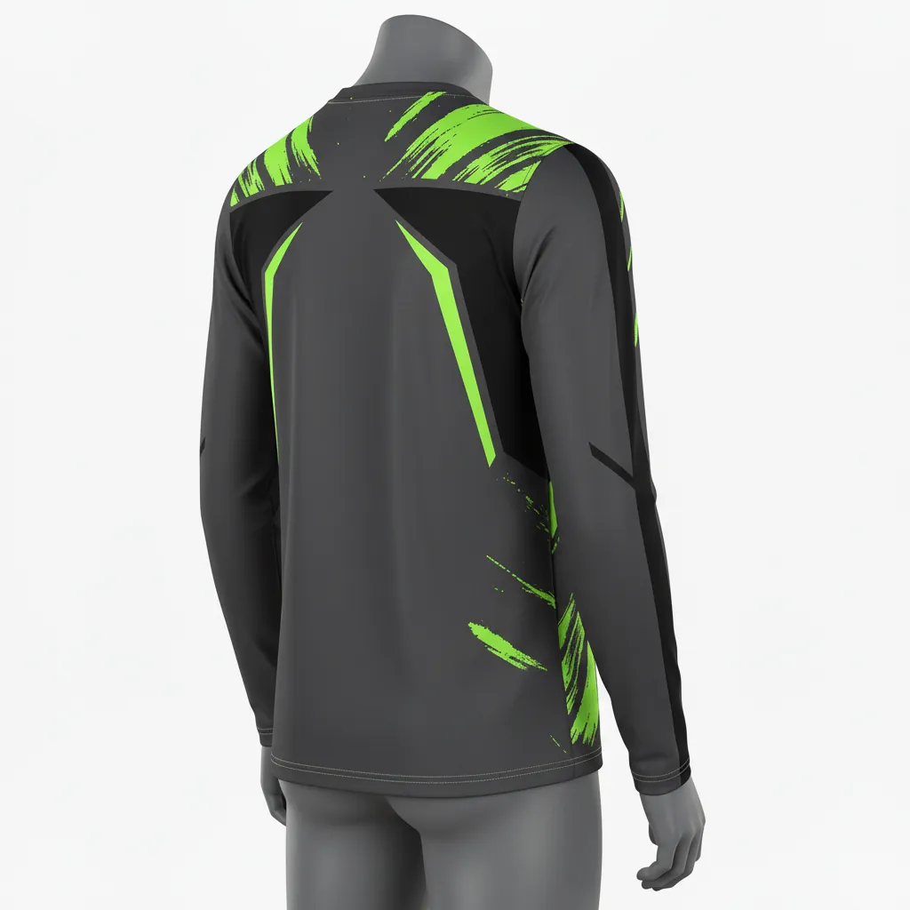 Custom Basketball Long Sleeve Shooting Shirt - Green - Long Sleeve Shooting Shirt Charcoal Neon Abstract - Side View - HAMCO Sports Inc.
