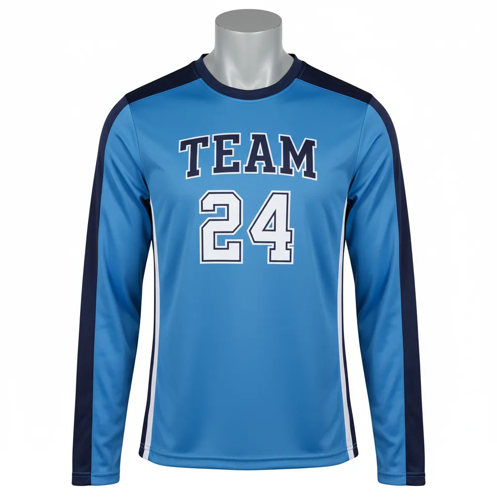 Custom Basketball Long Sleeve Shooting Shirt - Blue, Navy - Long Sleeve Shooting Shirt Columbia Colorblock - Front View - HAMCO Sports Inc.