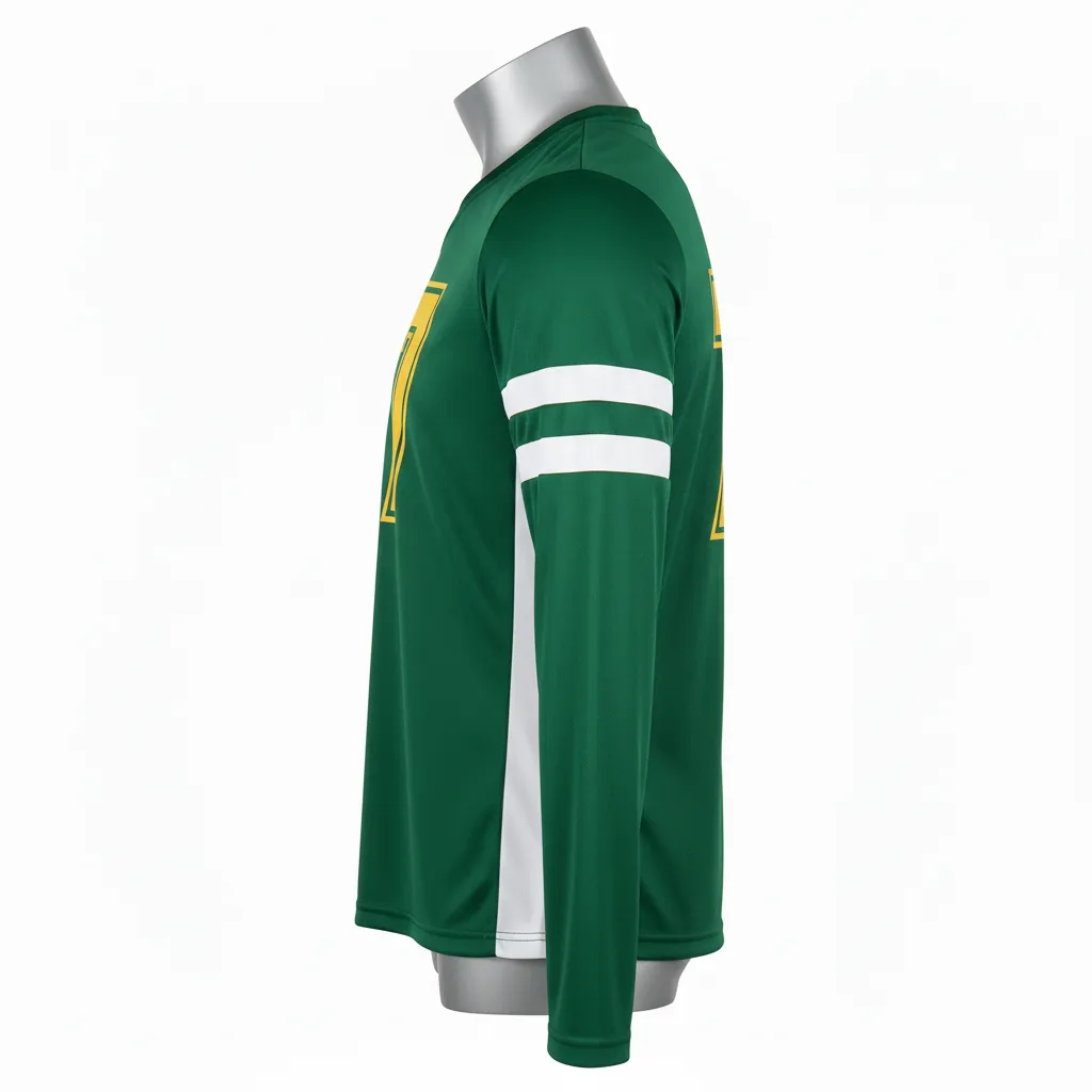 Custom Basketball Long Sleeve Shooting Shirt - Green, White - Long Sleeve Shooting Shirt Forest Stripe - Side View - HAMCO Sports Inc.