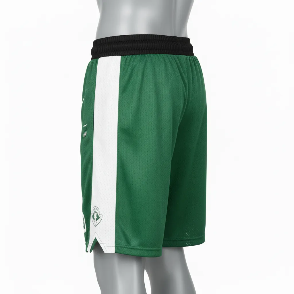Custom Basketball Performance Basketball Shorts - Green, White - Performance Shorts Forest Stripe - Side View - HAMCO Sports Inc.