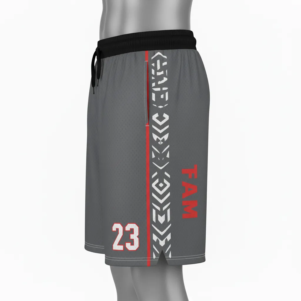 Custom Basketball Performance Basketball Shorts - White - Performance Shorts Graphite Angular - Back View - HAMCO Sports Inc.