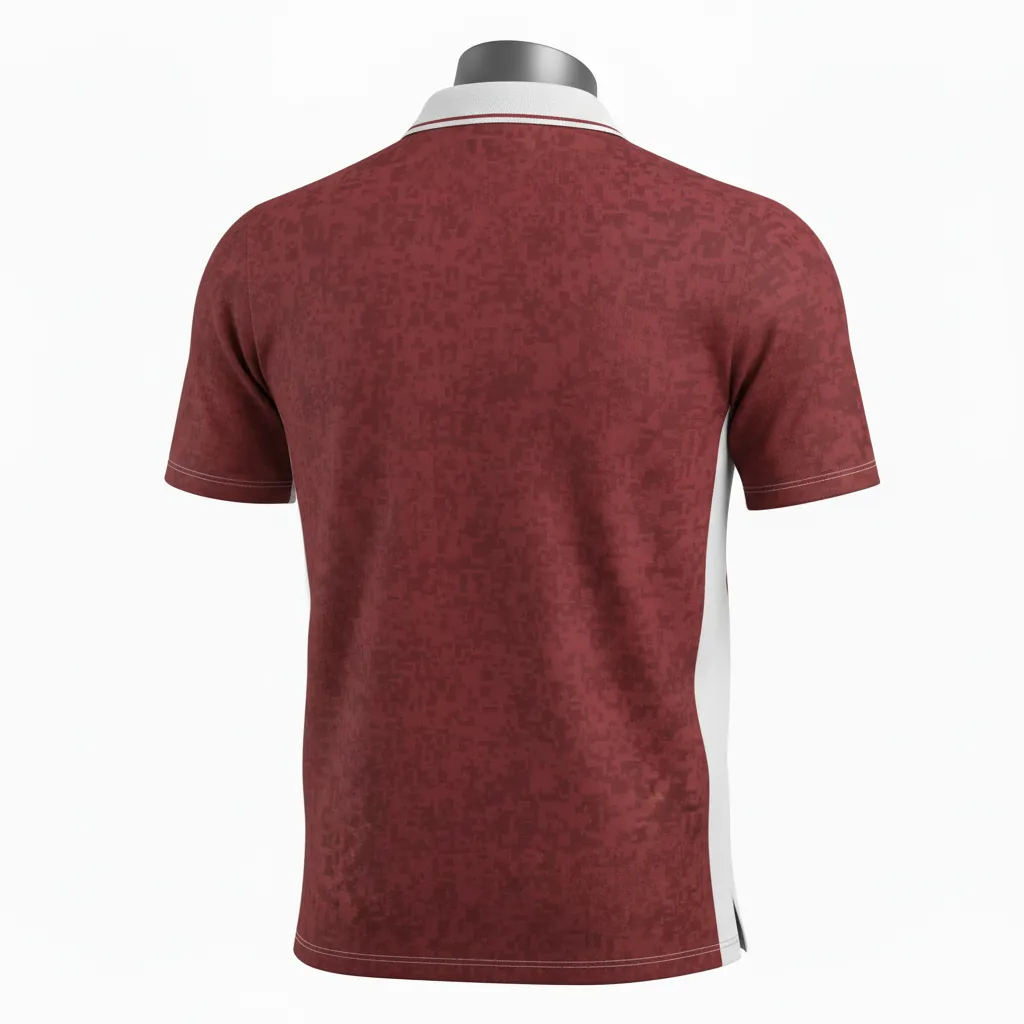 Custom Basketball Performance Polo Shirt - Red, White - Performance Polo Shirt Cardinal Stripe - Back View - HAMCO Sports Inc.