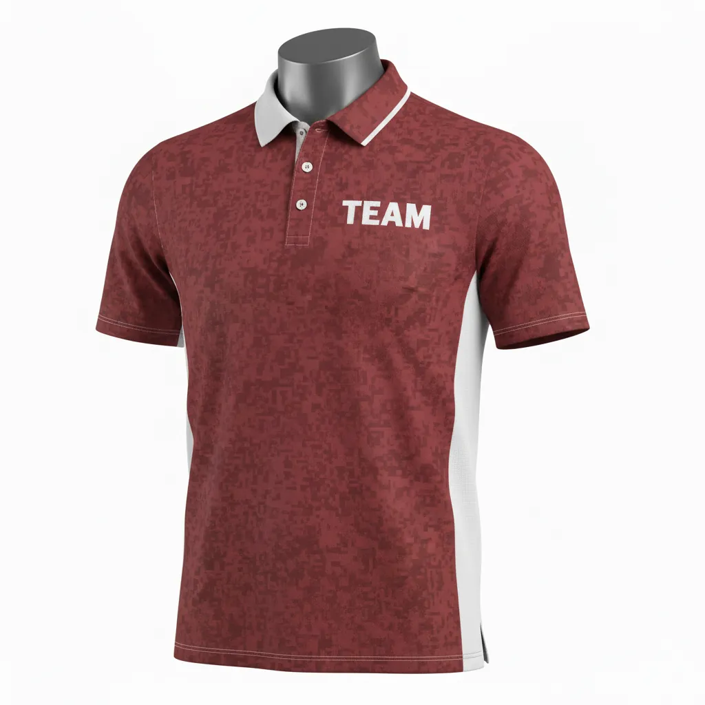 Custom Basketball Performance Polo Shirt - Red, White - Performance Polo Shirt Cardinal Stripe - Front View - HAMCO Sports Inc.