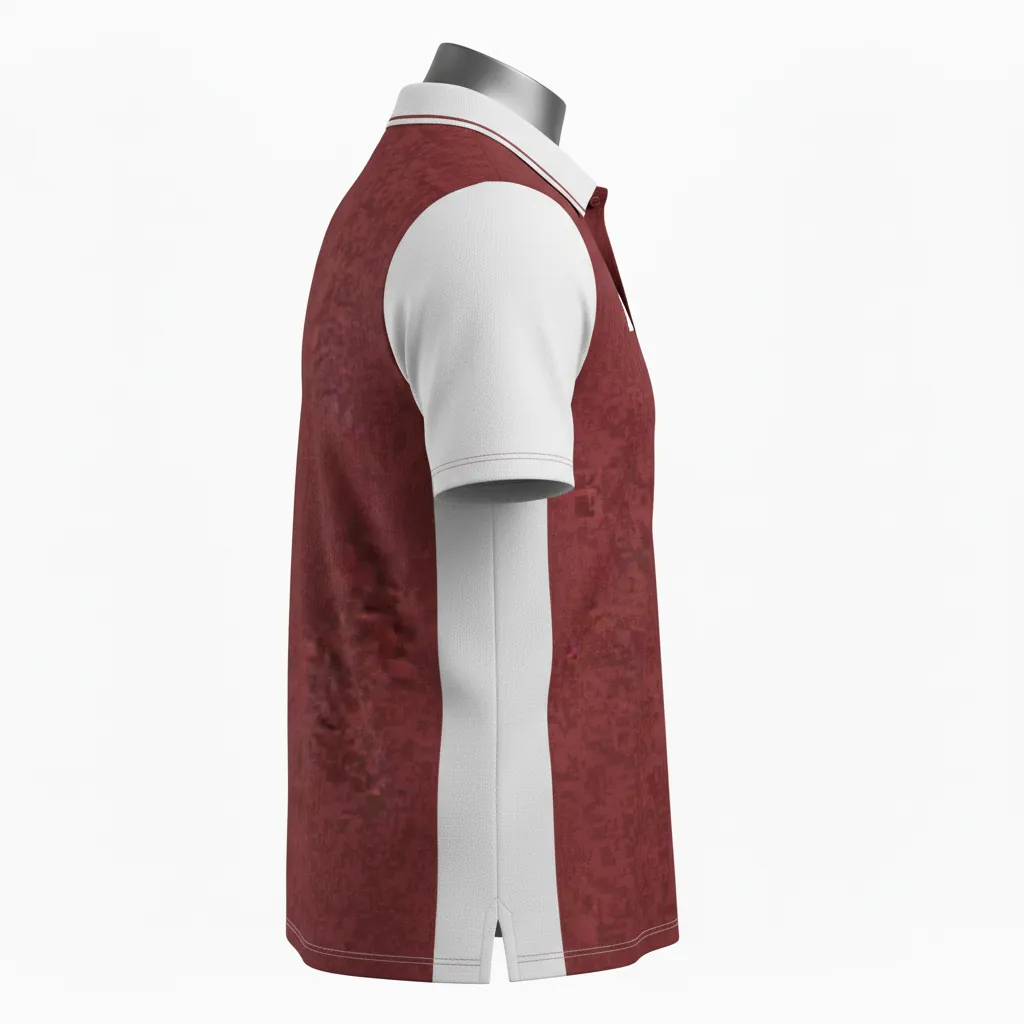 Custom Basketball Performance Polo Shirt - Red, White - Performance Polo Shirt Cardinal Stripe - Side View - HAMCO Sports Inc.