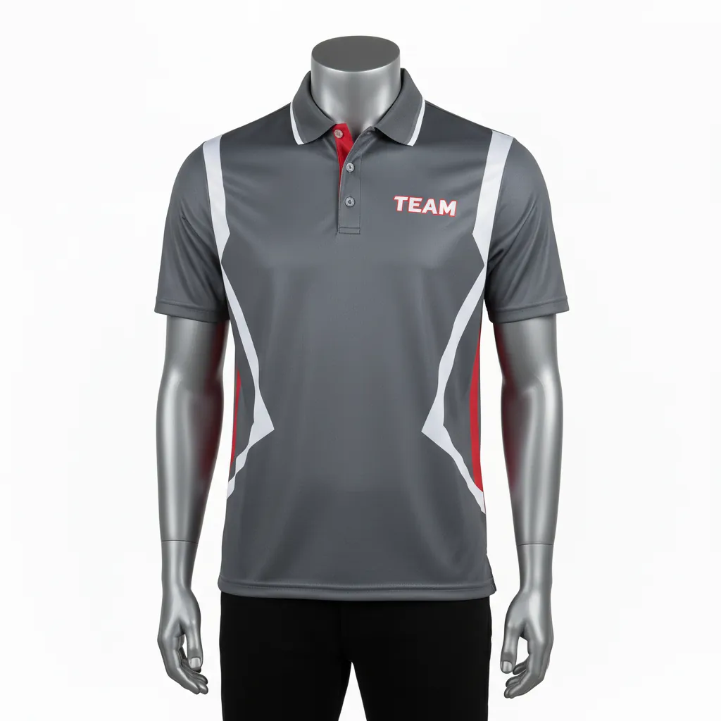 Custom Basketball Performance Polo Shirt - White - Performance Polo Shirt Graphite Angular - Front View - HAMCO Sports Inc.