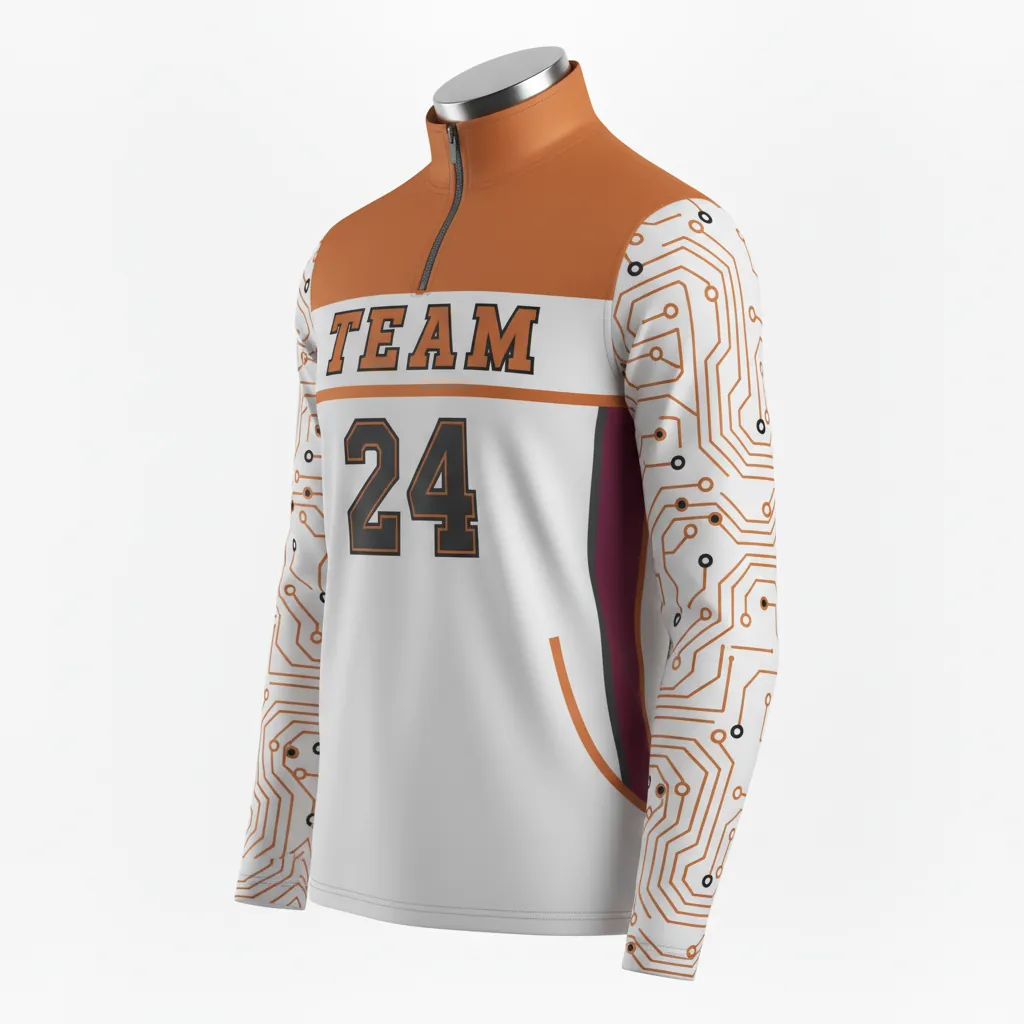 Custom Basketball Quarter Zip Practice Jersey - White - Quarter Zip Practice Jersey Berry Graphite Curved Insert - Front View - HAMCO Sports Inc.