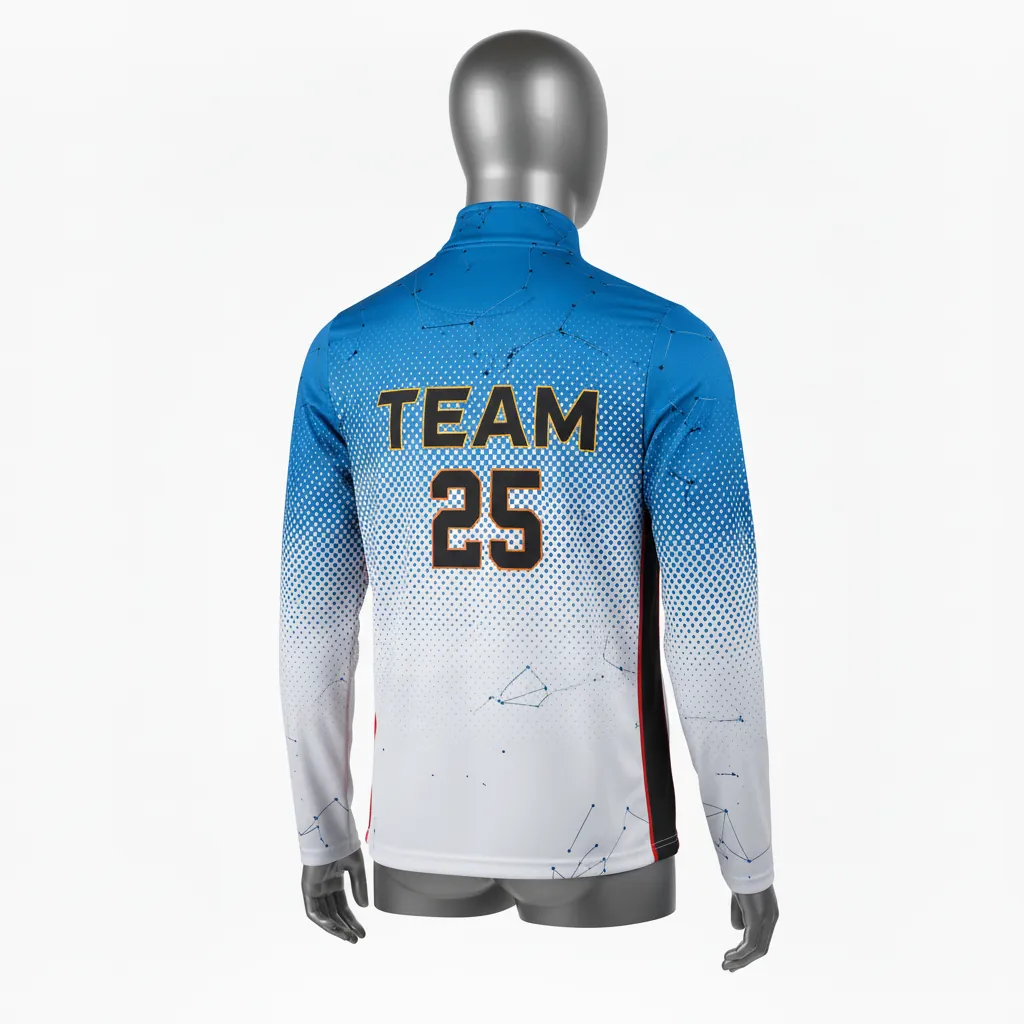 Custom Basketball Quarter Zip Practice Jersey - White, Black, Red - Quarter Zip Practice Jersey Side Insert - Back View - HAMCO Sports Inc.