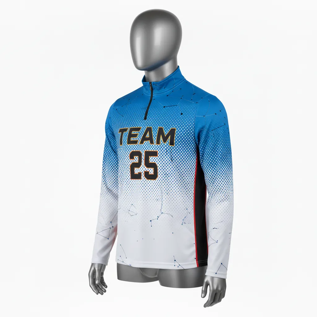 Custom Basketball Quarter Zip Practice Jersey - White, Black, Red - Quarter Zip Practice Jersey Side Insert - Front View - HAMCO Sports Inc.