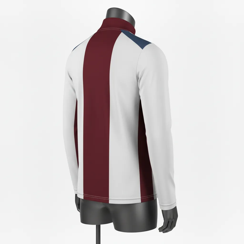 Custom Basketball Quarter Zip Practice Jersey - White, Red, Gold - Quarter Zip Practice Jersey Cardinal Shoulder Burst - Back View - HAMCO Sports Inc.