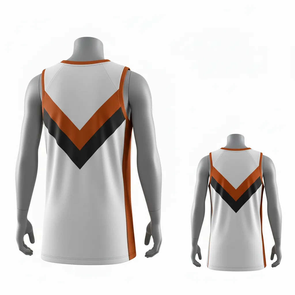 Custom Basketball Round Neck Reversible Jersey - White, Burnt, Orange... - Reversible Roundneck Jersey Chevron Pattern - Side View - HAMCO Sports Inc.