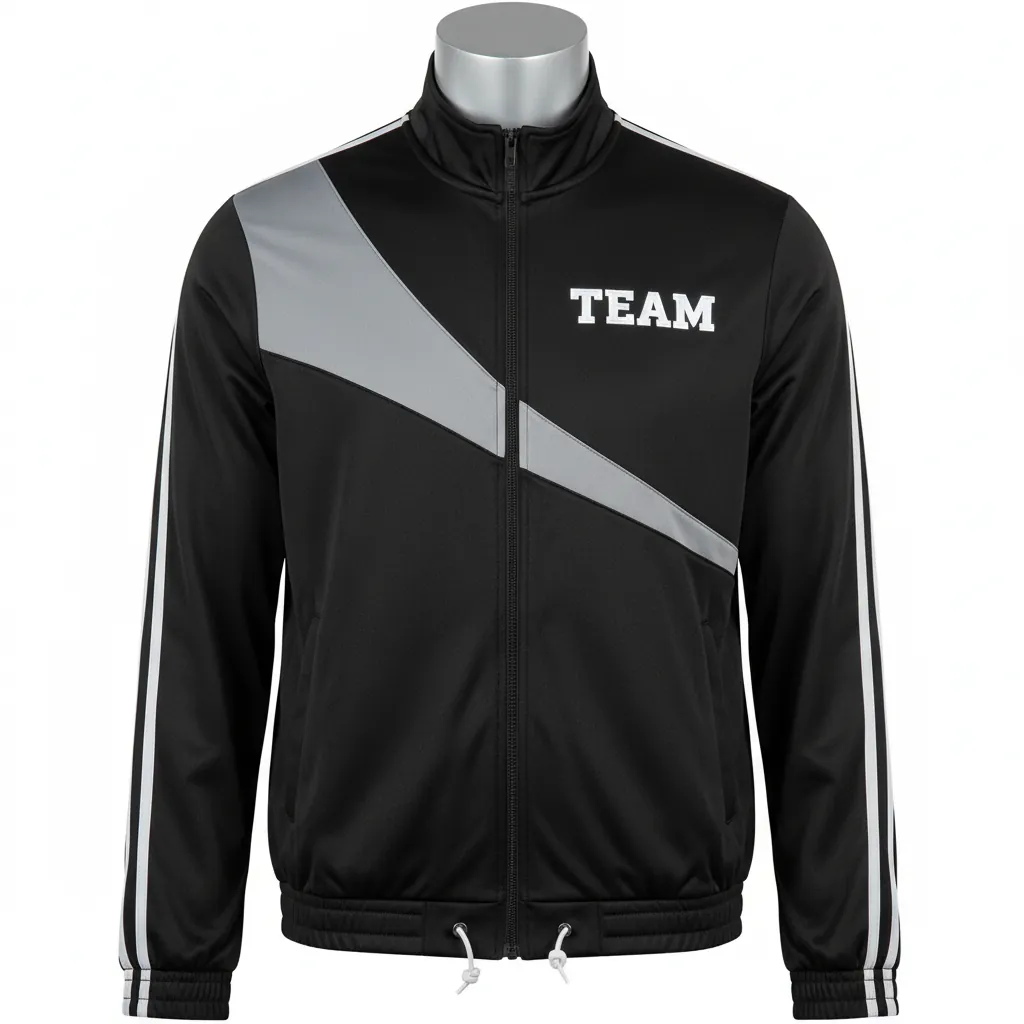 Custom Basketball Shooting Jacket - Black, Gray, White - Shooting Jacket Asymmetric - Front View - HAMCO Sports Inc.