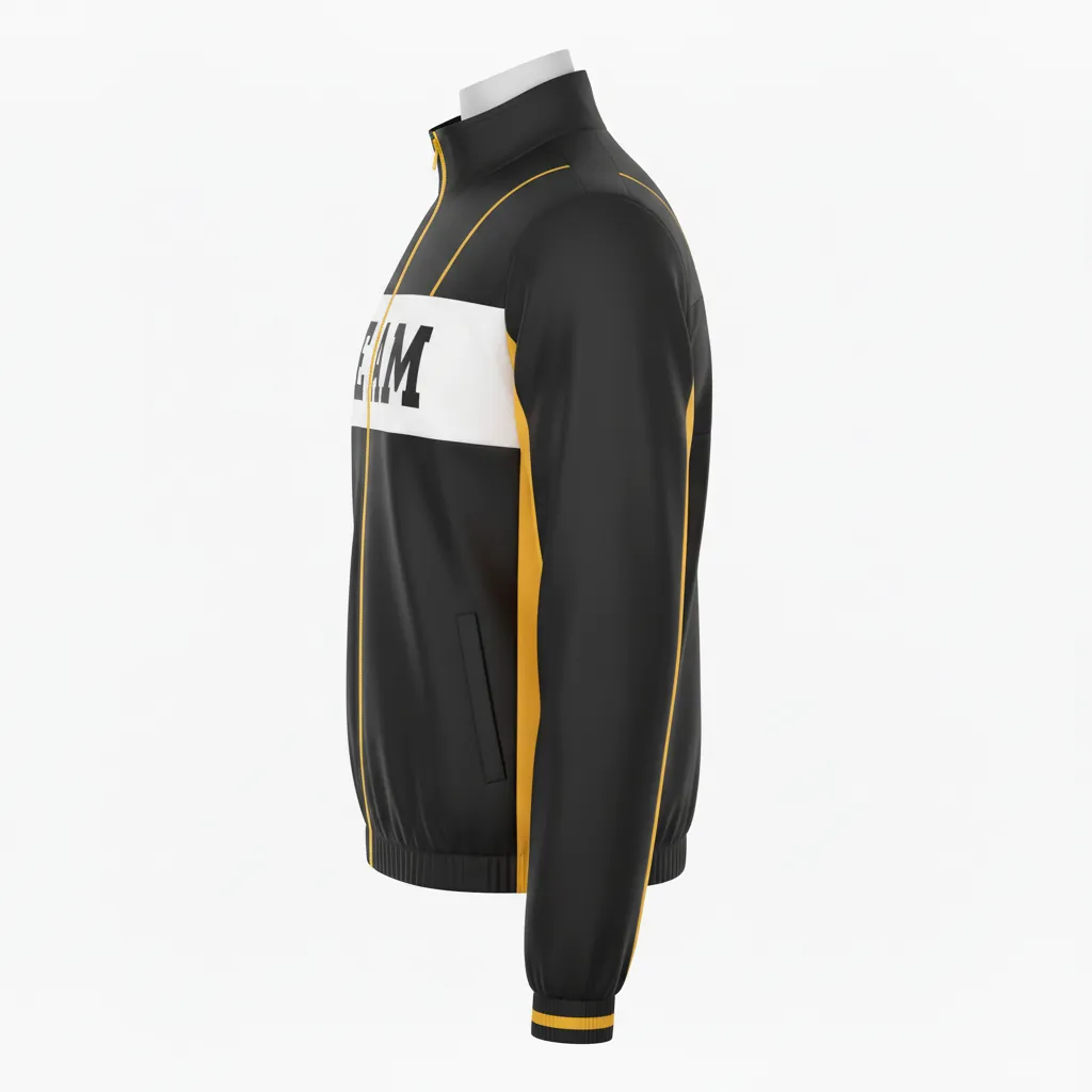 Custom Basketball Shooting Jacket - Black, Yellow, White - Shooting Jacket Modern - Front View - HAMCO Sports Inc.