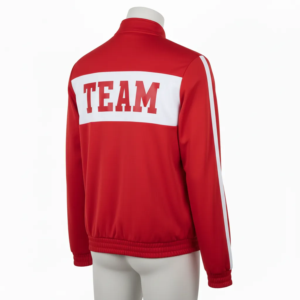 Custom Basketball Shooting Jacket - Red, White - Shooting Jacket Cardinal Block - Back View - HAMCO Sports Inc.