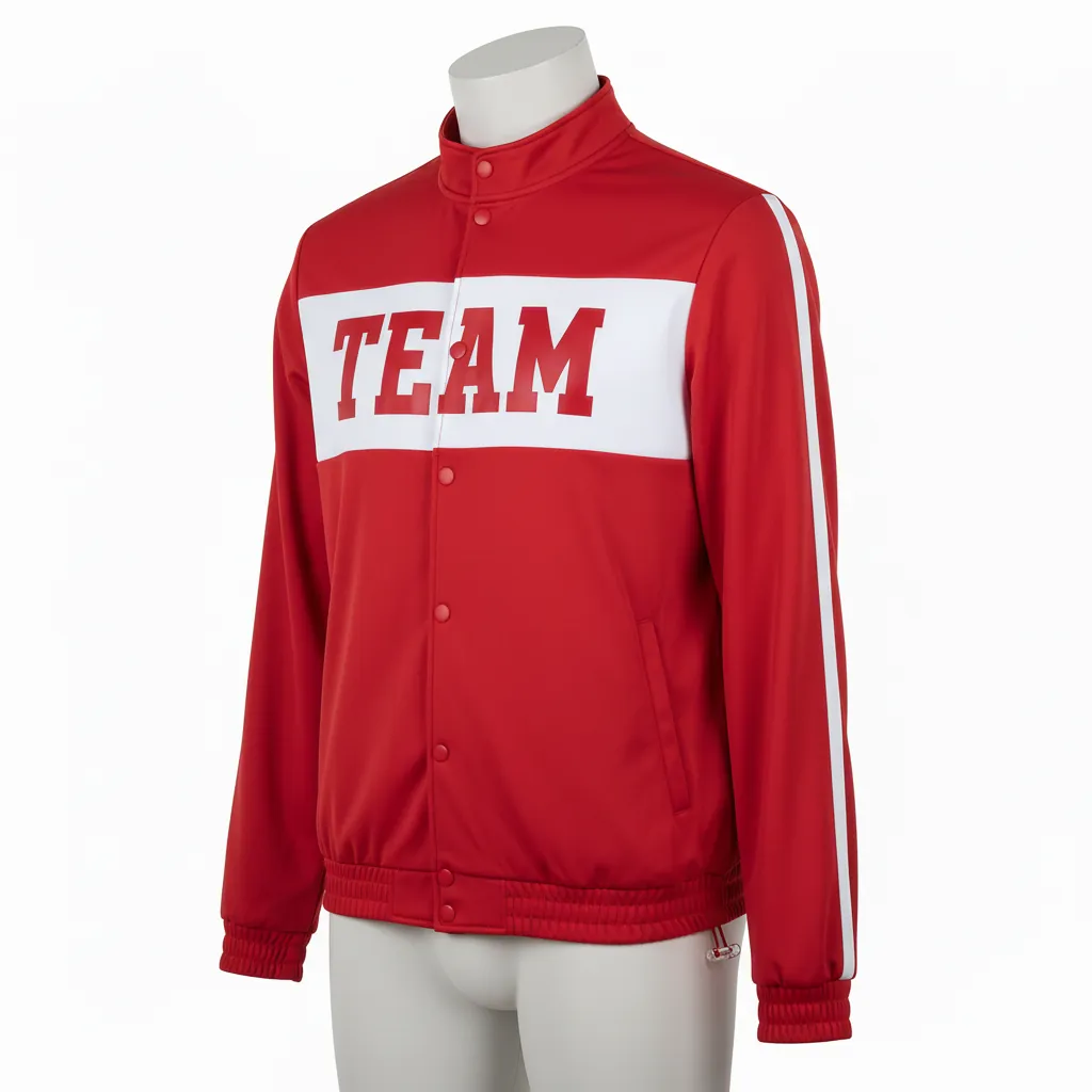 Custom Basketball Shooting Jacket - Red, White - Shooting Jacket Cardinal Block - Front View - HAMCO Sports Inc.