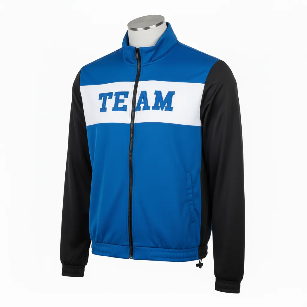 Custom Basketball Shooting Jacket - Blue, Black, White - Shooting Jacket Columbia - Front View - HAMCO Sports Inc.