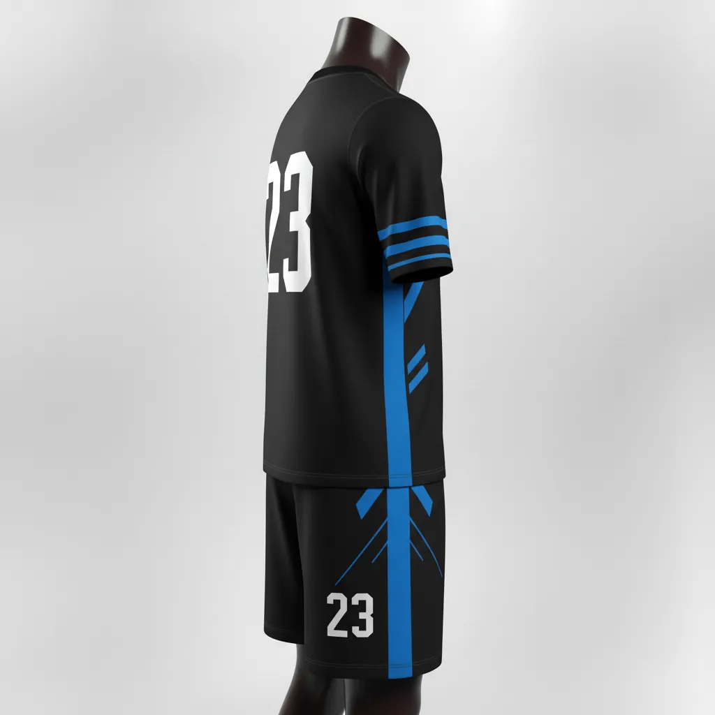 Custom Basketball Short Sleeve Practice T Shirt - Black, Blue - Practice T Shirt Columbia Stripe - Side View - HAMCO Sports Inc.