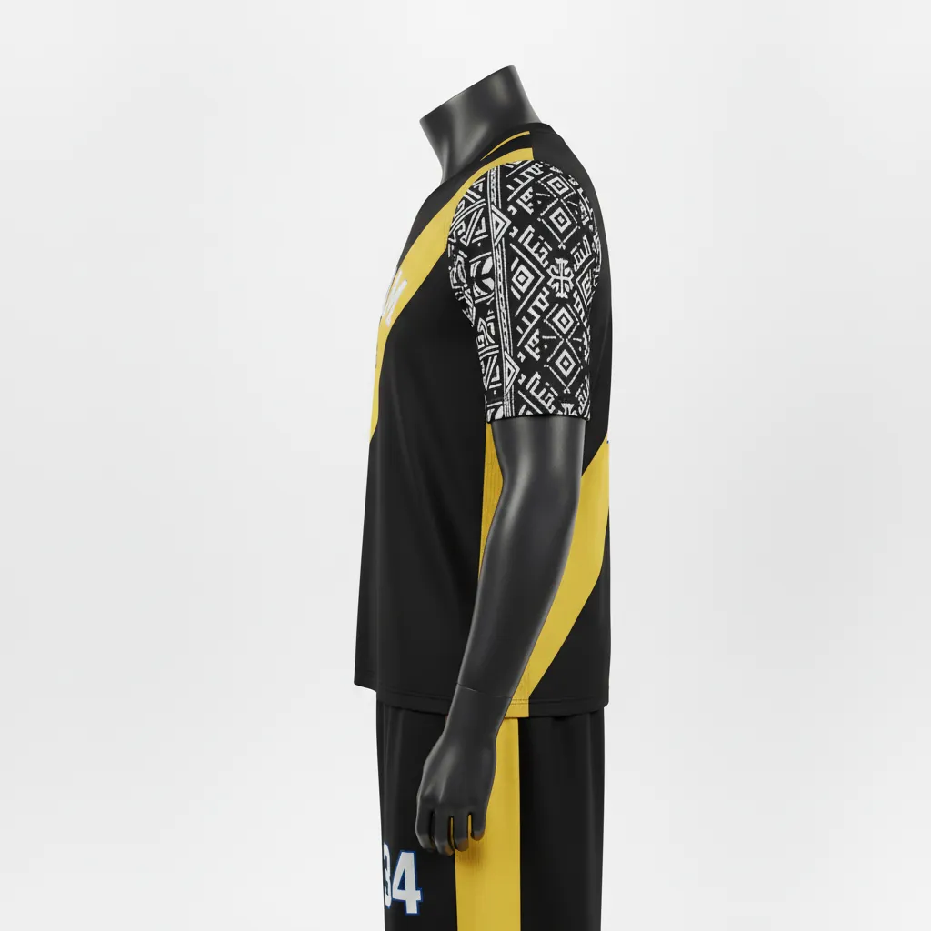 Custom Basketball Short Sleeve Practice T Shirt - Black, Yellow - Practice T Shirt Diagonal Stripe - Side View - HAMCO Sports Inc.