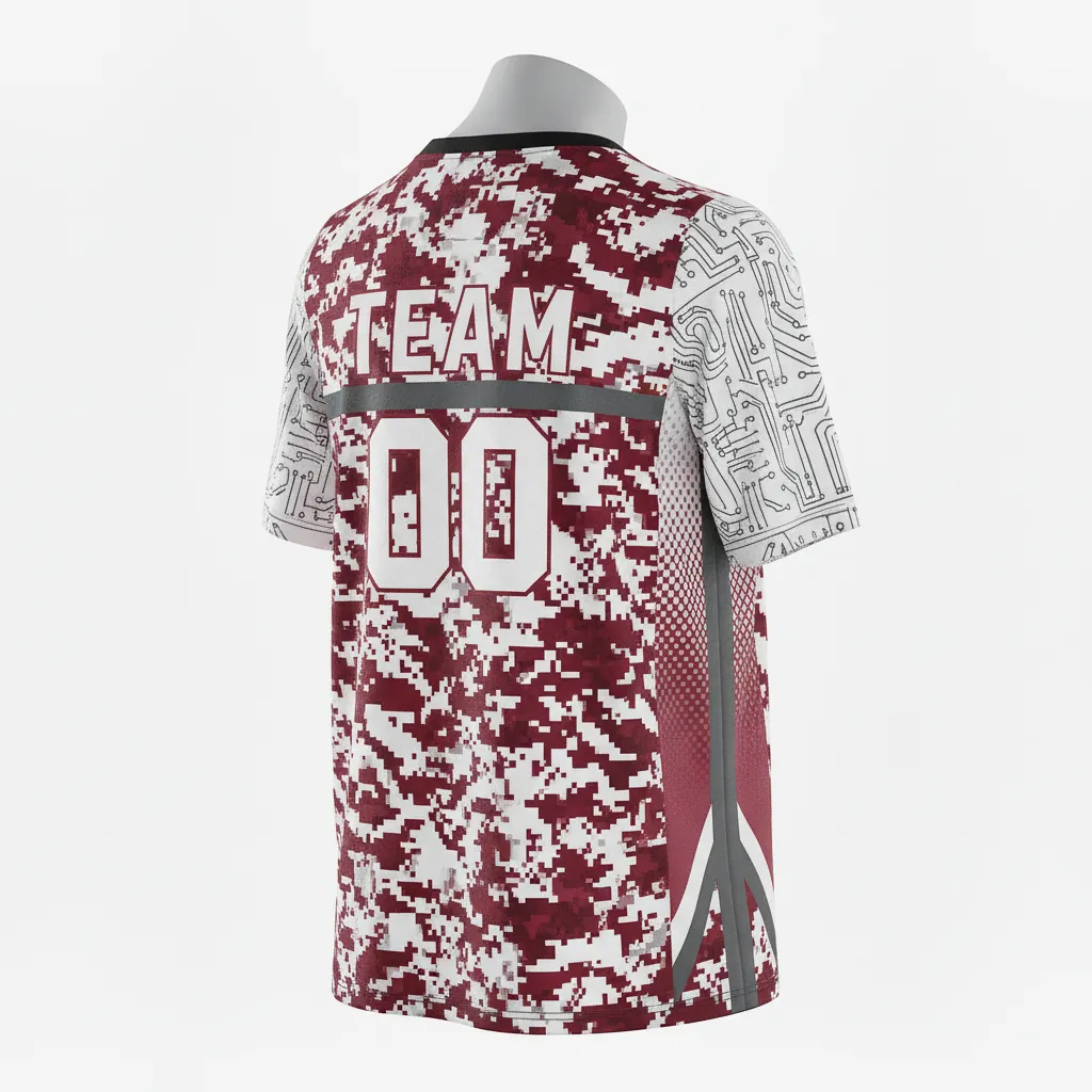 Custom Basketball Short Sleeve Practice T Shirt - Red, White - Practice T Shirt Cardinal Stripe - Back View - HAMCO Sports Inc.