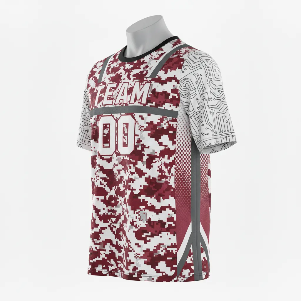 Custom Basketball Short Sleeve Practice T Shirt - Red, White - Practice T Shirt Cardinal Stripe - Front View - HAMCO Sports Inc.