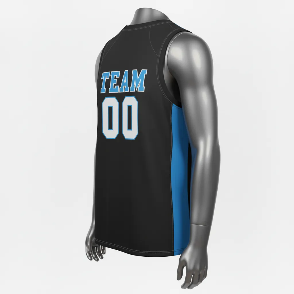 Custom Basketball Sleeveless Training Shirt - Black, Blue - Sleeveless Training Shirt Columbia Stripe - Back View - HAMCO Sports Inc.