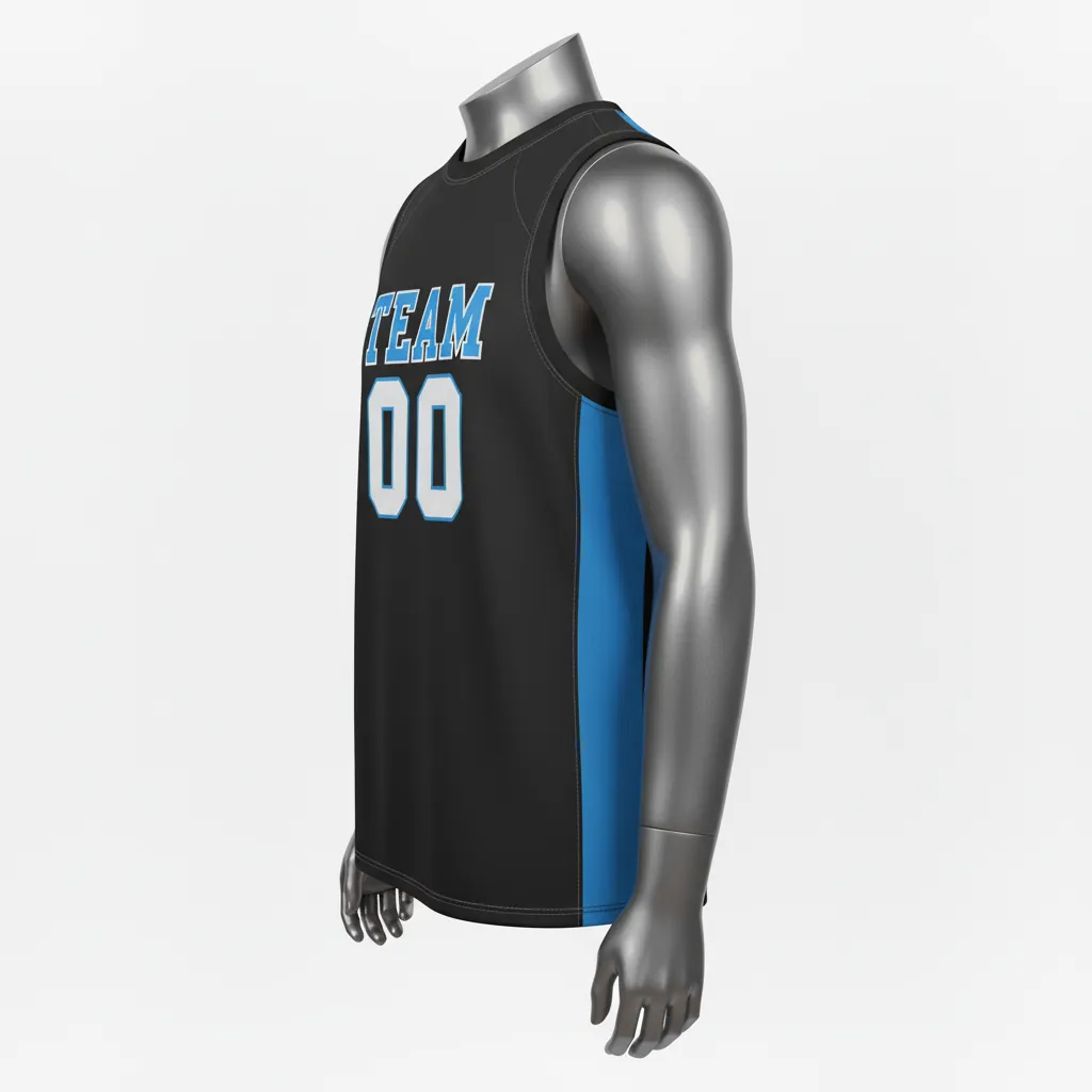 Custom Basketball Sleeveless Training Shirt - Black, Blue - Sleeveless Training Shirt Columbia Stripe - Front View - HAMCO Sports Inc.