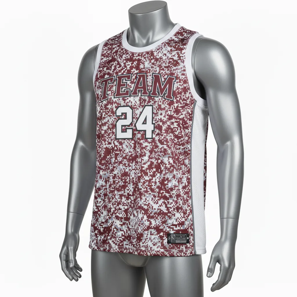 Custom Basketball Sleeveless Training Shirt - Red, White - Sleeveless Training Shirt Cardinal Stripe - Front View - HAMCO Sports Inc.
