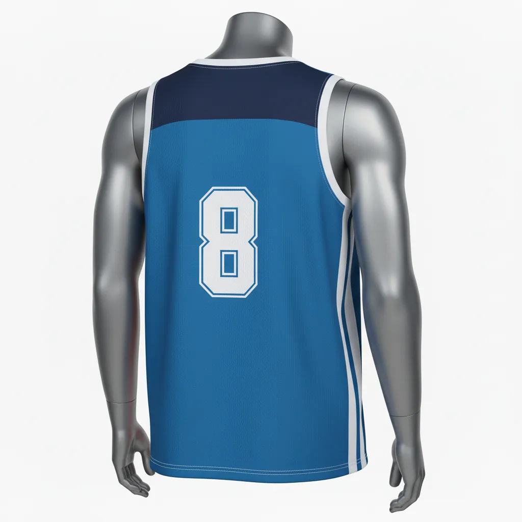 Custom Basketball Sleeveless Training Shirt - Blue, Navy - Sleeveless Training Shirt Columbia Colorblock - Back View - HAMCO Sports Inc.
